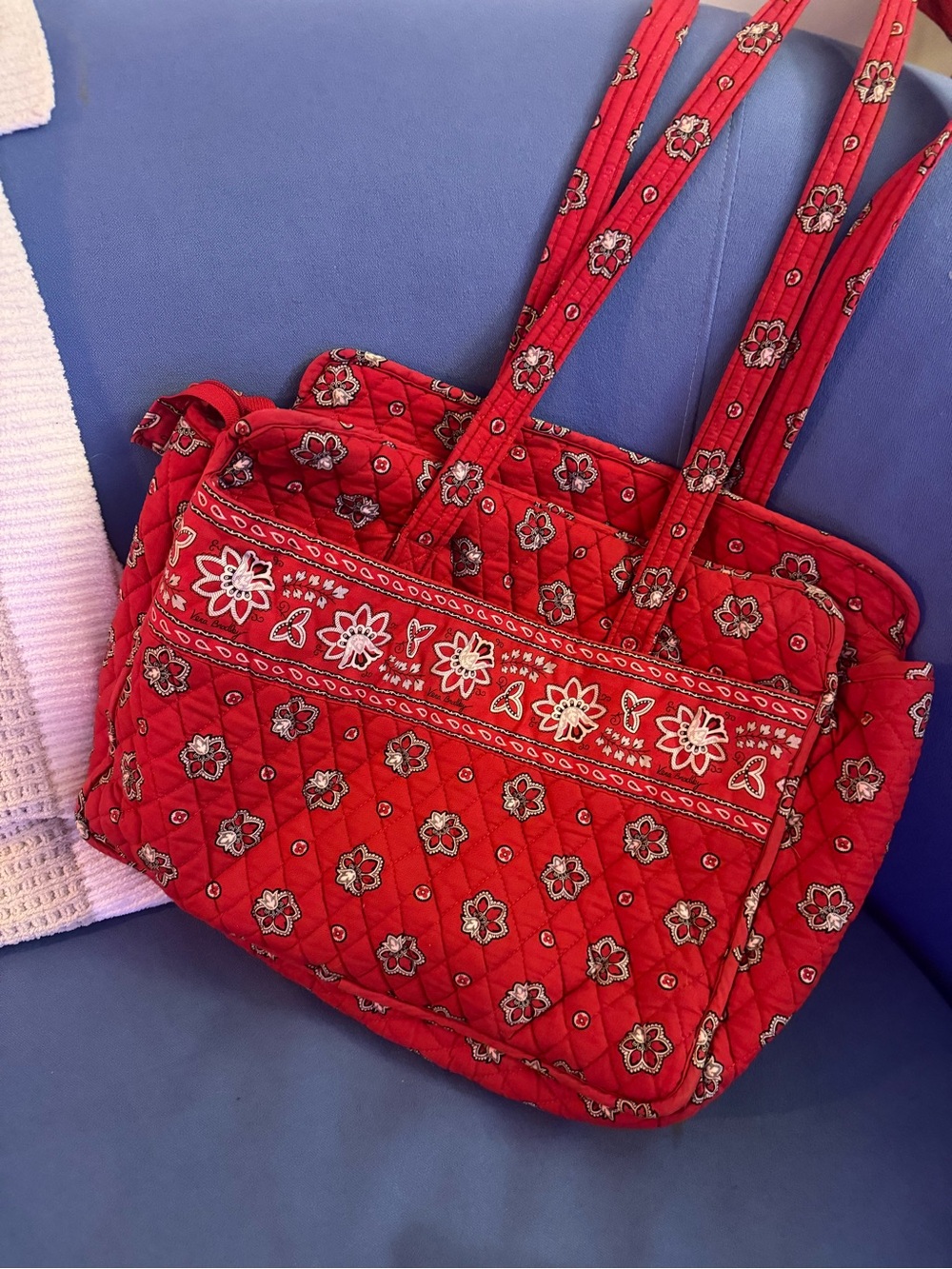 Vera Bradley Red Quilted Floral Tote